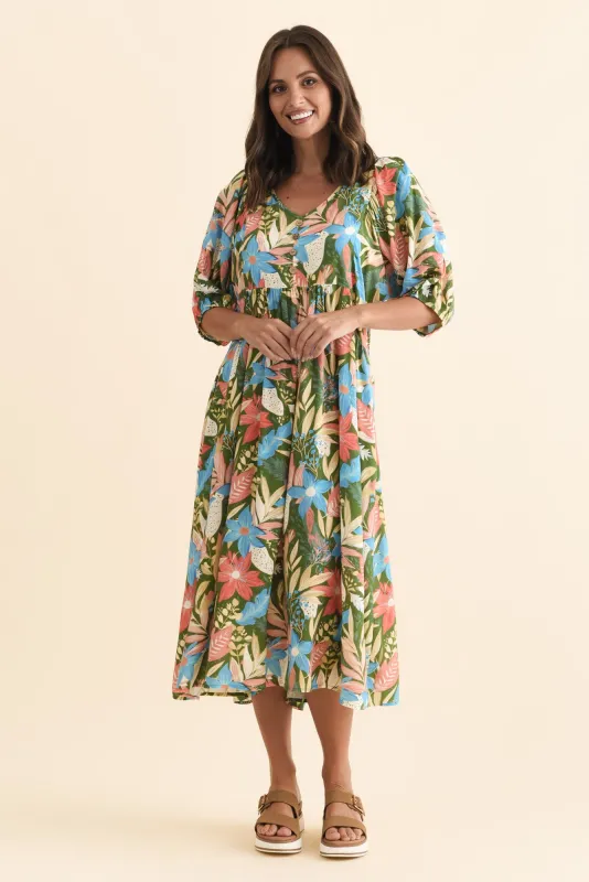 Nolte Green Botanical Pocket Dress made by Willow Tree