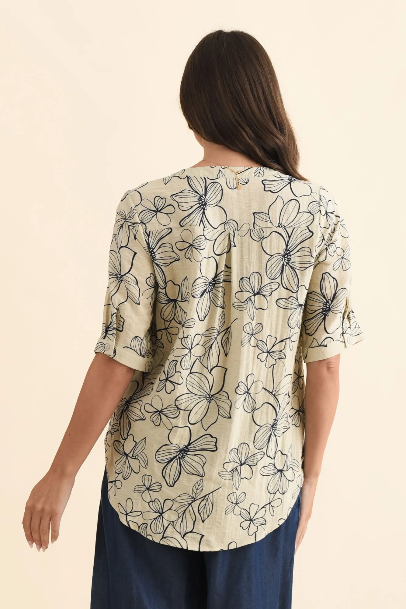 Breigh Sage Flower V Neck Top sold by Blue Bungalow product image thumbnail 4