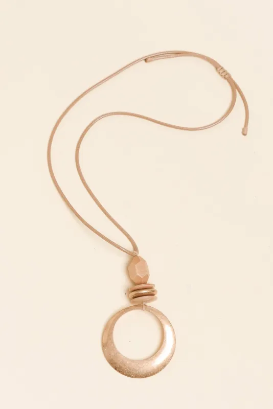 Gracie Natural Circle Pendant Necklace made by Blue Bungalow