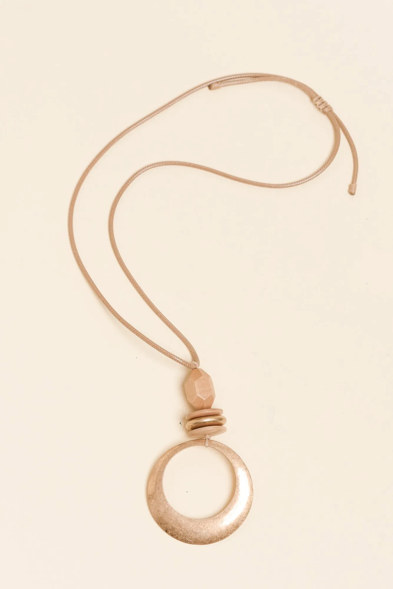 Gracie Natural Circle Pendant Necklace sold by Blue Bungalow