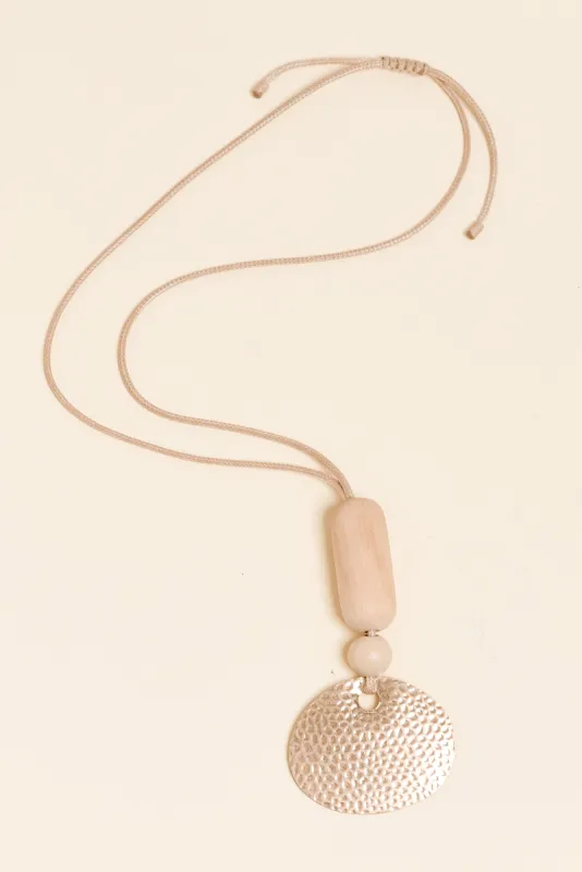 Tina Gold Beaten Pendant Necklace made by Blue Bungalow