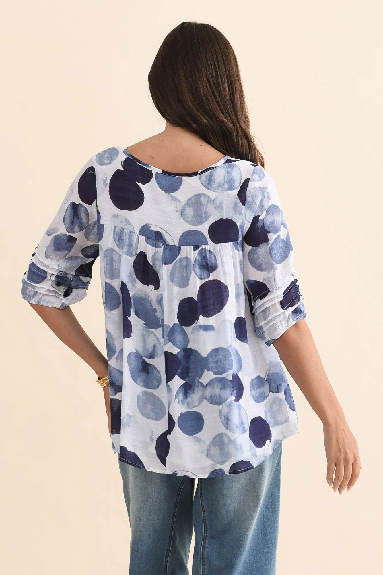Ramy Navy Spot Cotton Blend Top sold by Blue Bungalow product image thumbnail 4