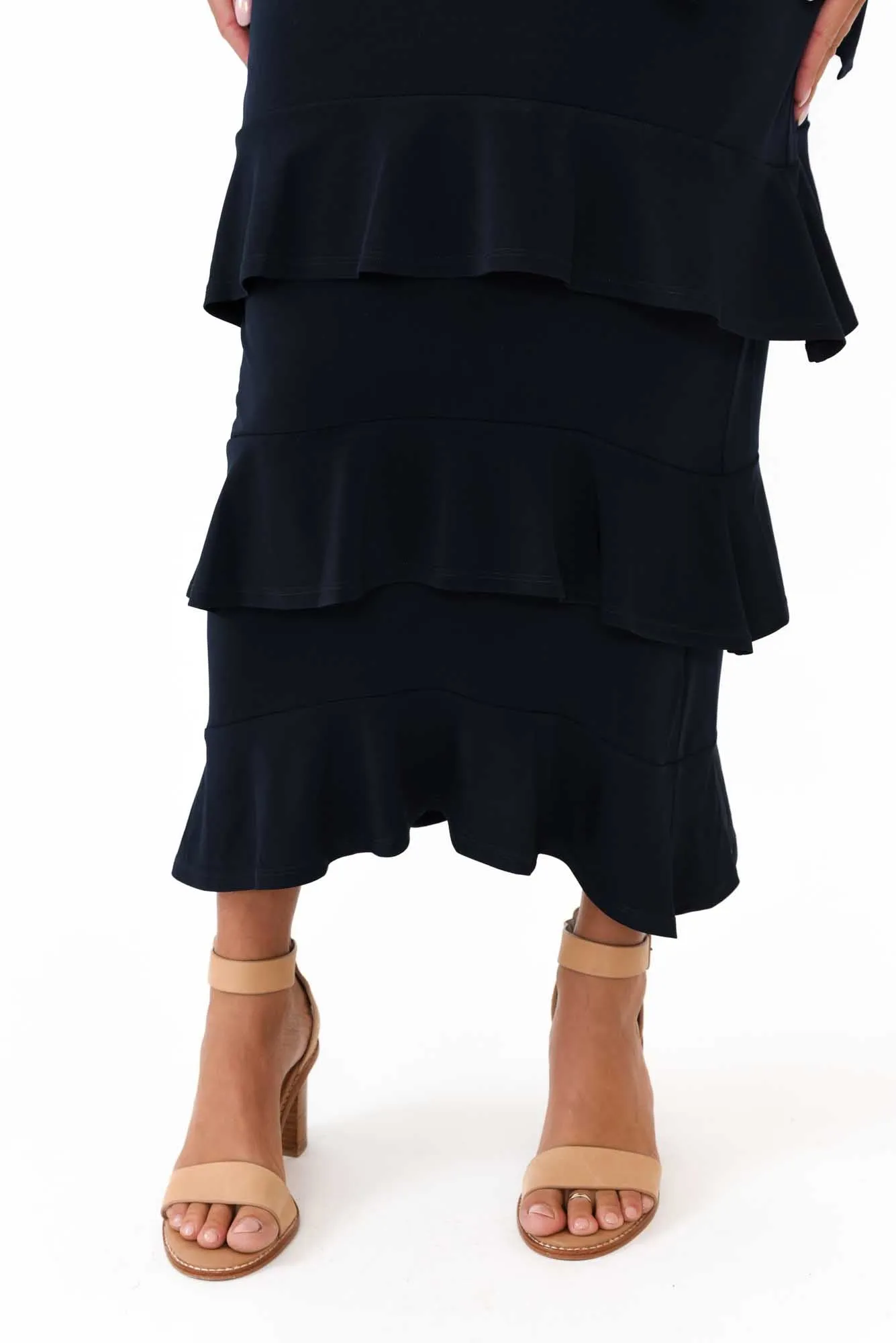 Zella Navy Tiered Frill Skirt sold by Blue Bungalow product image thumbnail 5