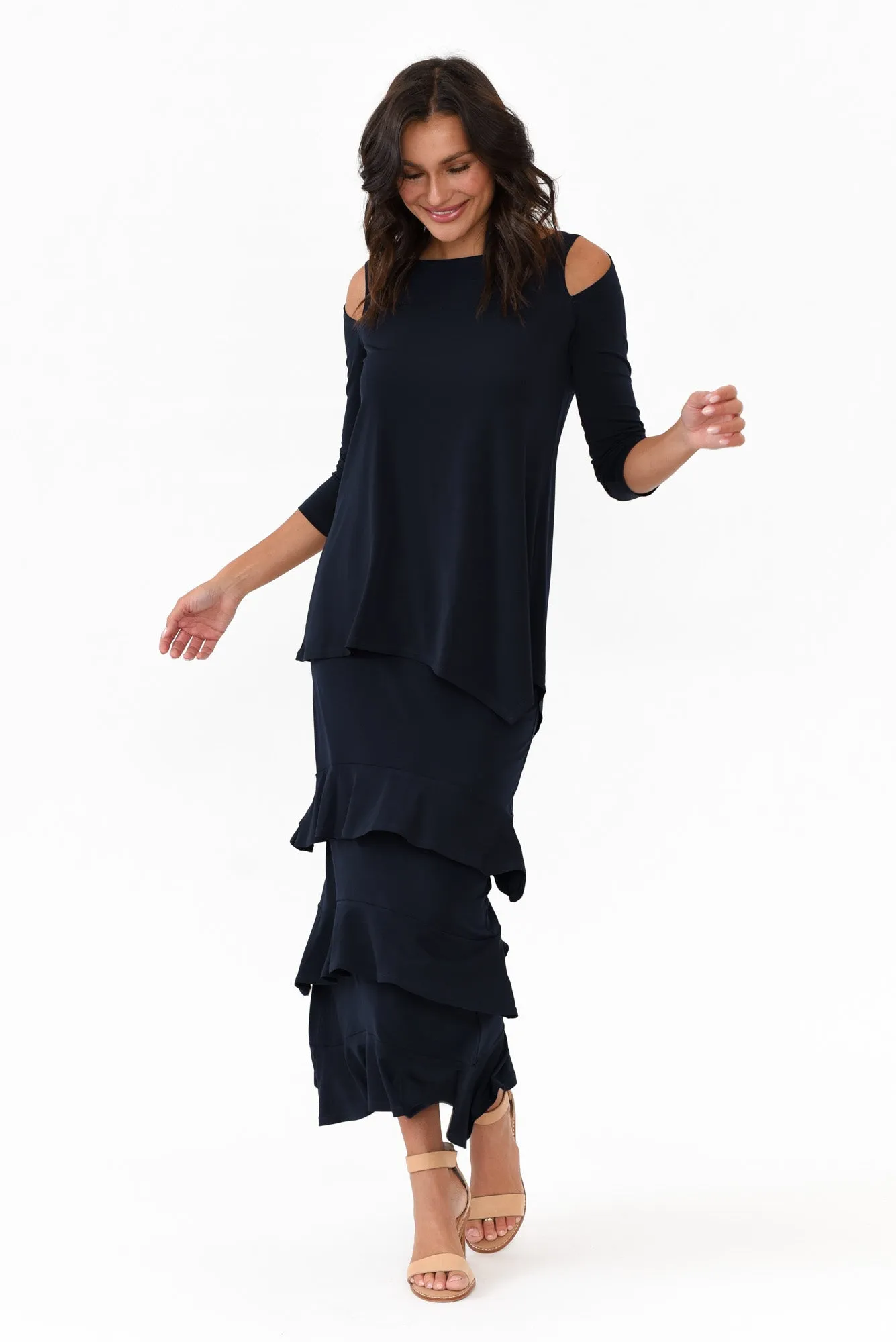 Zella Navy Tiered Frill Skirt sold by Blue Bungalow product image thumbnail 2