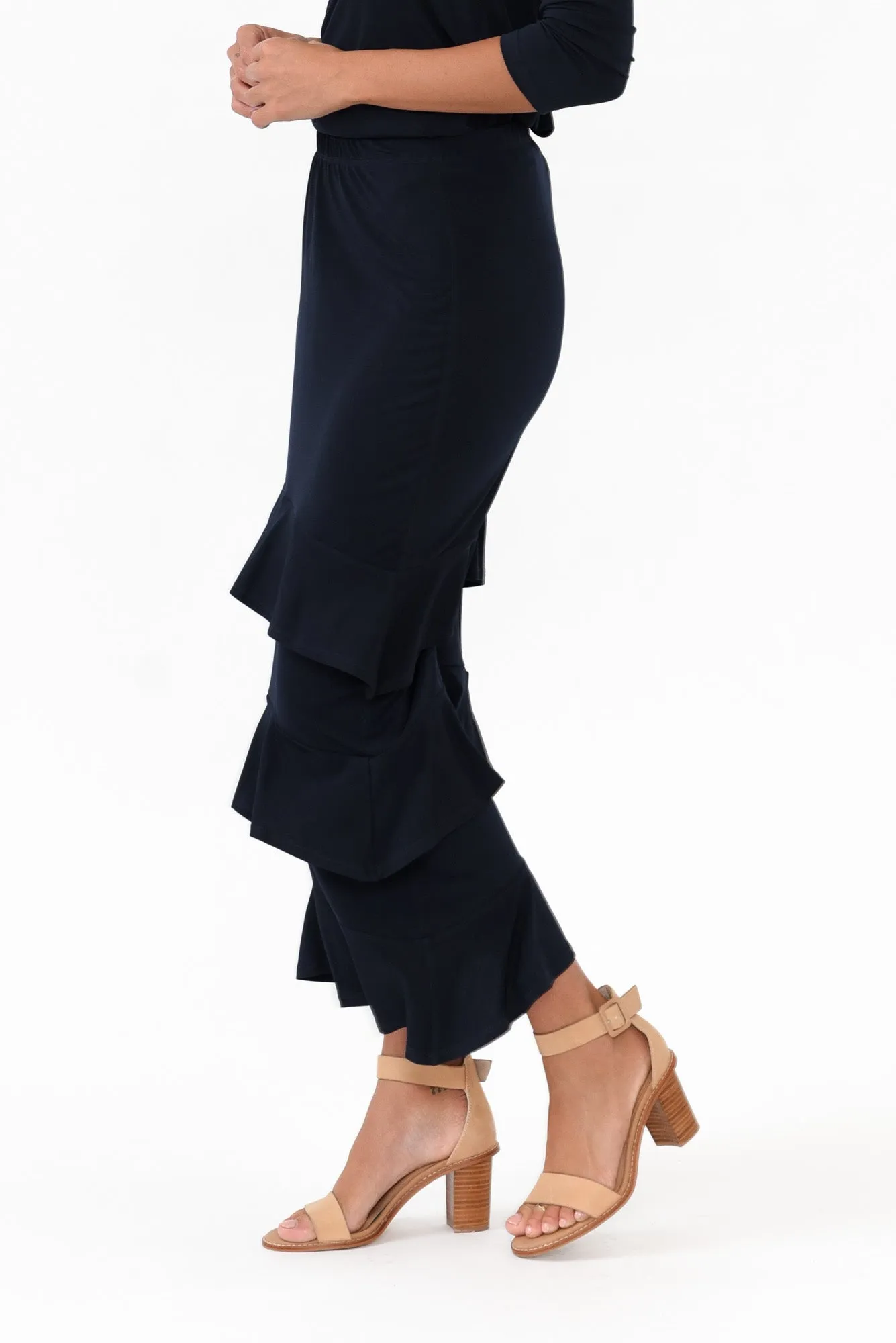 Zella Navy Tiered Frill Skirt sold by Blue Bungalow product image thumbnail 3