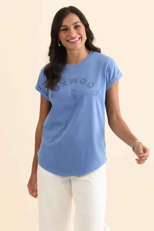 Effortless Blue Cotton Tee made by Foxwood Clothing