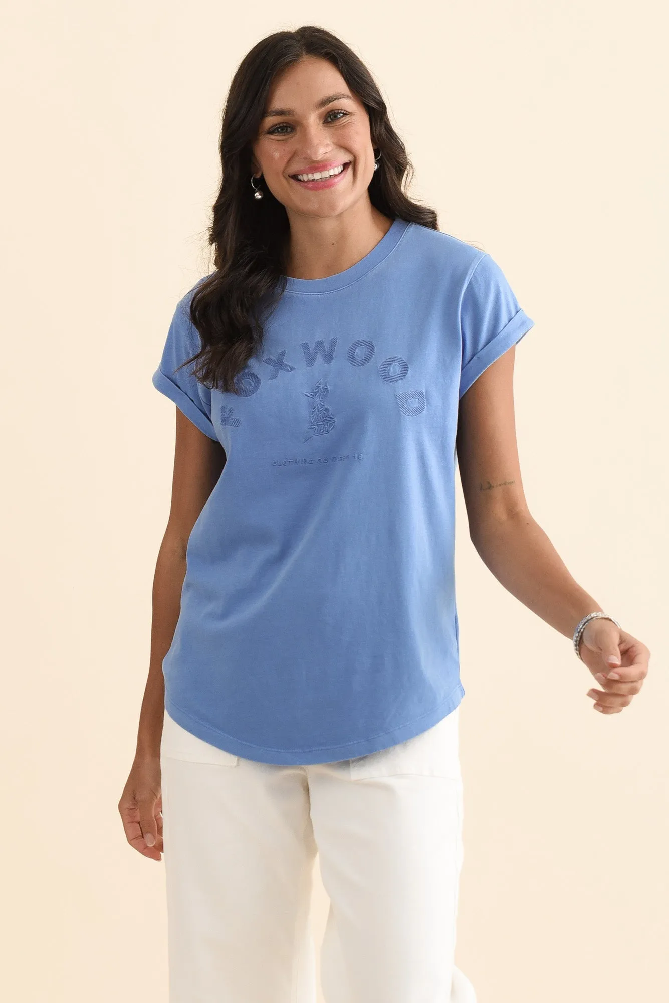 Effortless Blue Cotton Tee sold by Blue Bungalow