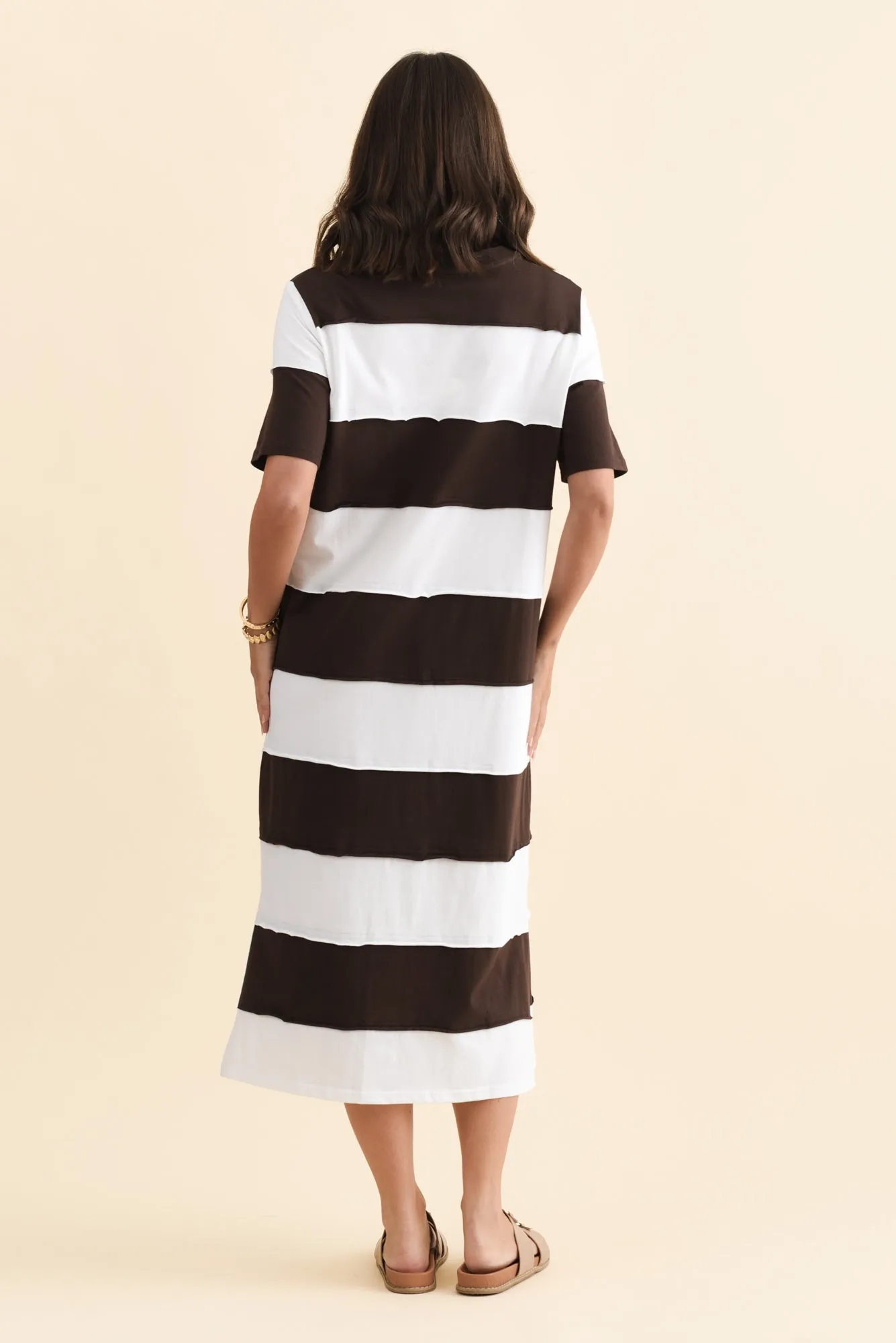 Bold Dark Brown Stripe Cotton Tee Dress sold by Blue Bungalow product image thumbnail 4