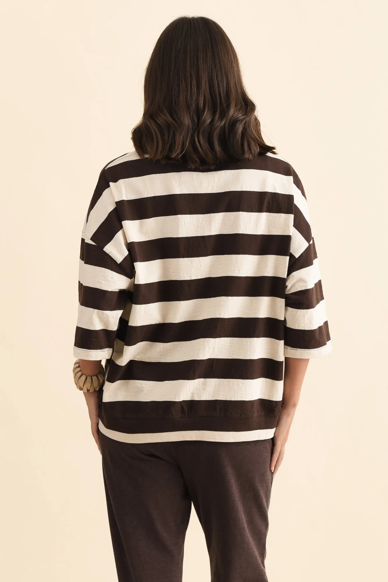 Mazie Dark Brown Stripe Cotton Sweat sold by Blue Bungalow product image thumbnail 5