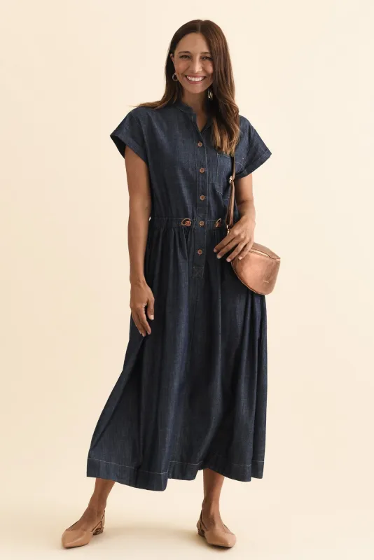 Muhle Indigo Denim Shirt Dress made by POL