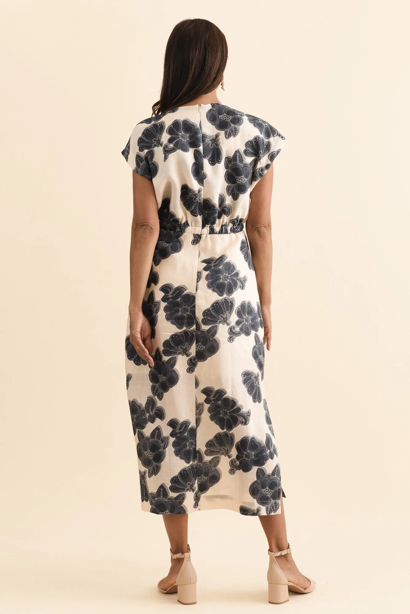 Amara Ivory Floral Drape Dress sold by Blue Bungalow product image thumbnail 4
