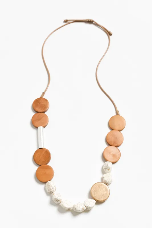 Kimbra Tan Wood Beaded Necklace sold by Blue Bungalow