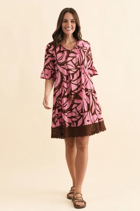 Cayman Pink Botanical Cotton Tunic Dress made by Blue Bungalow
