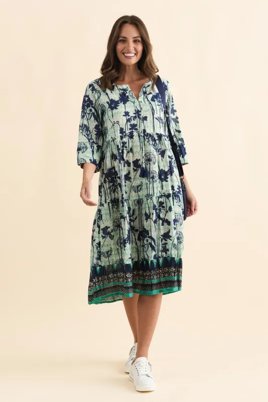 Milana Navy Dandelion Crinkle Cotton Dress sold by Blue Bungalow
