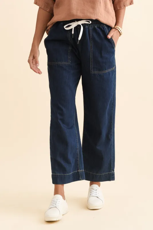 Gretal Dark Denim Cropped Pants made by Elm Lifestyle