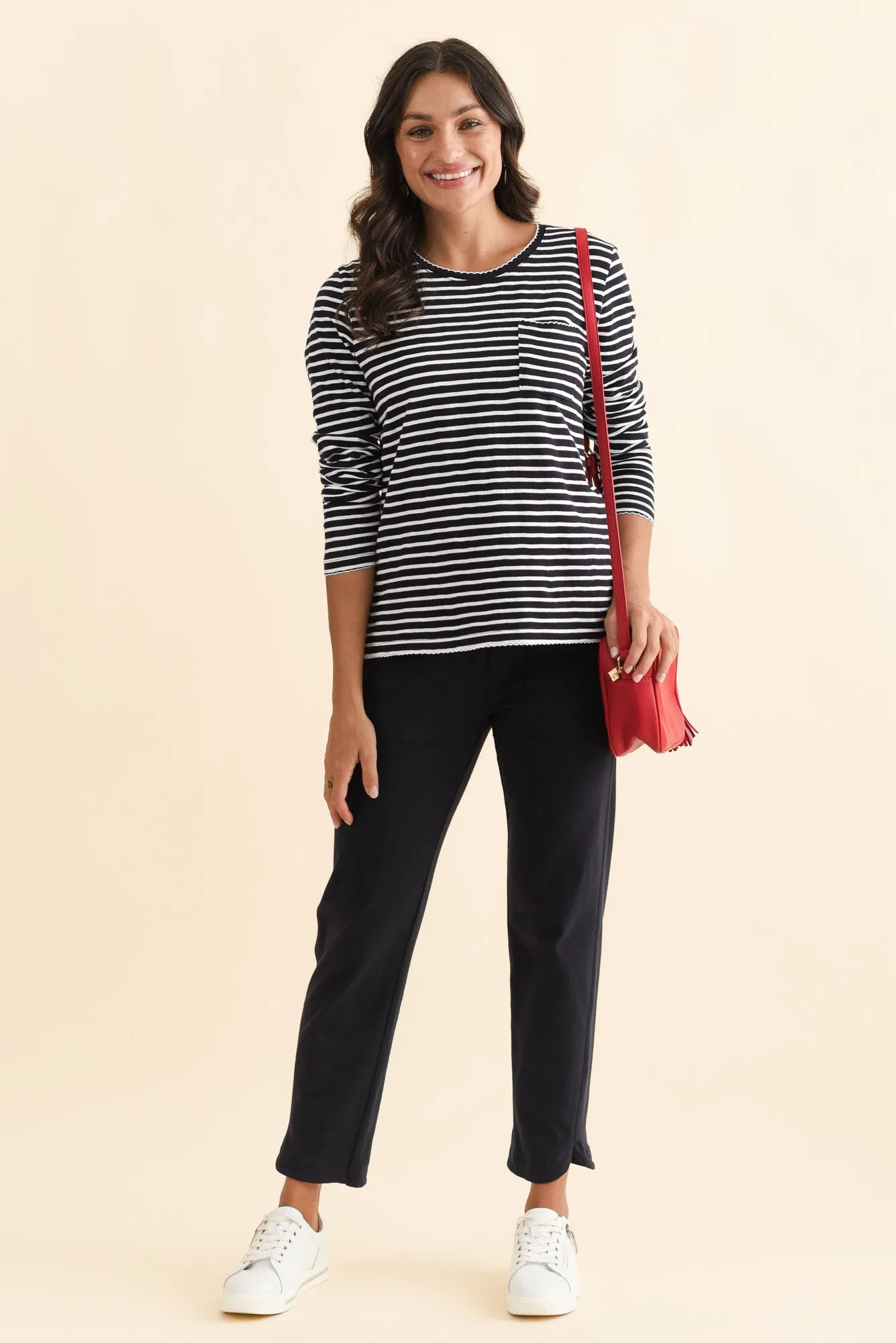 Drea Navy Stripe Cotton Long Sleeve Tee sold by Blue Bungalow product image thumbnail 2