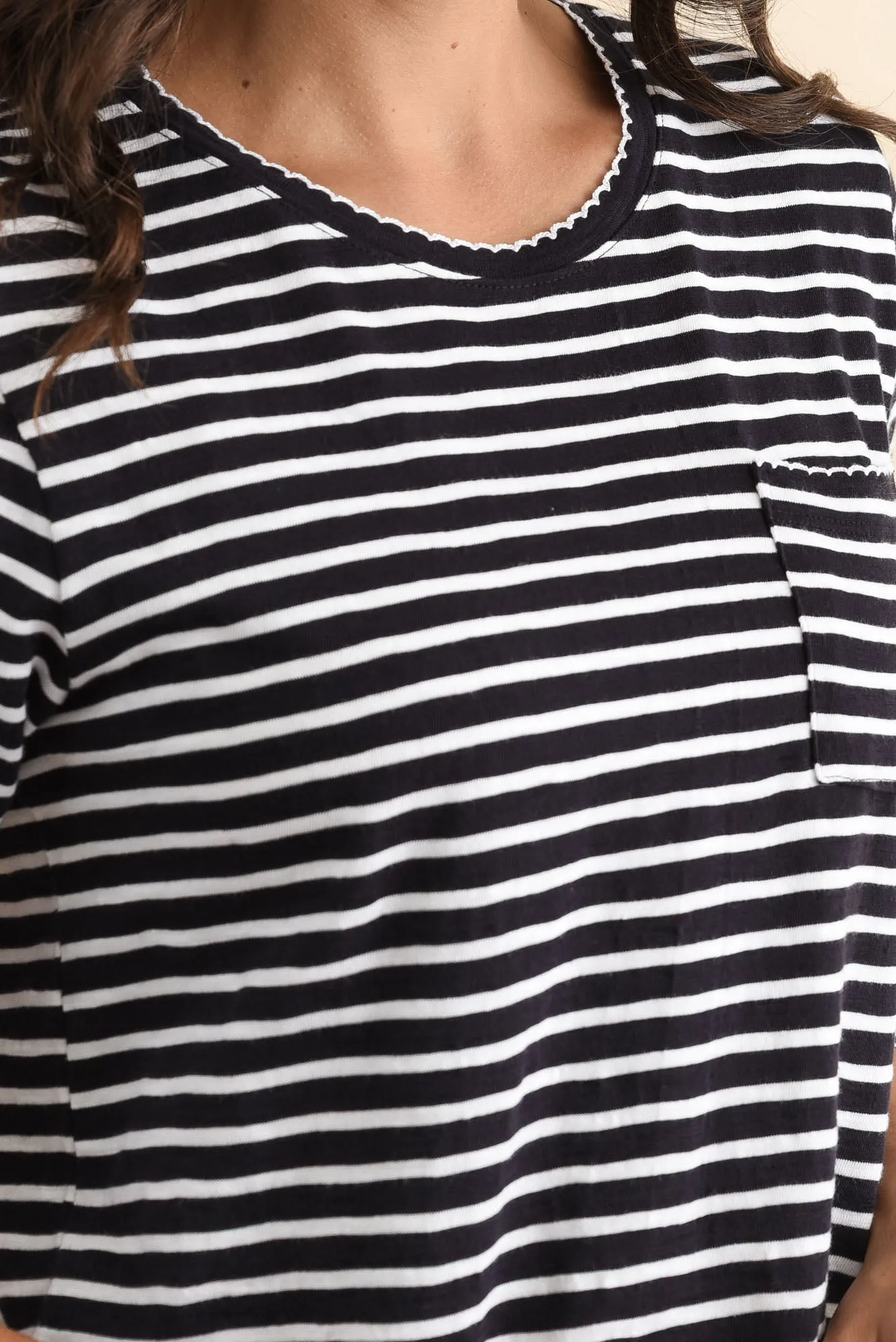 Drea Navy Stripe Cotton Long Sleeve Tee sold by Blue Bungalow product image thumbnail 5
