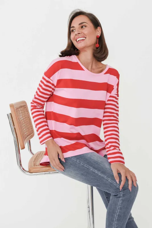 Betty Red Stripe Cotton Long Sleeve Tee sold by Blue Bungalow
