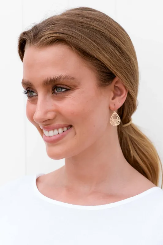 Gold Mini Filigree Teardrop Earrings sold by Blue Bungalow