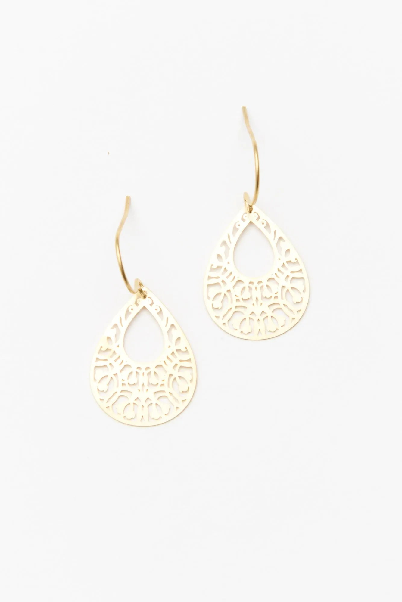 Gold Mini Filigree Teardrop Earrings sold by Blue Bungalow product image thumbnail 2