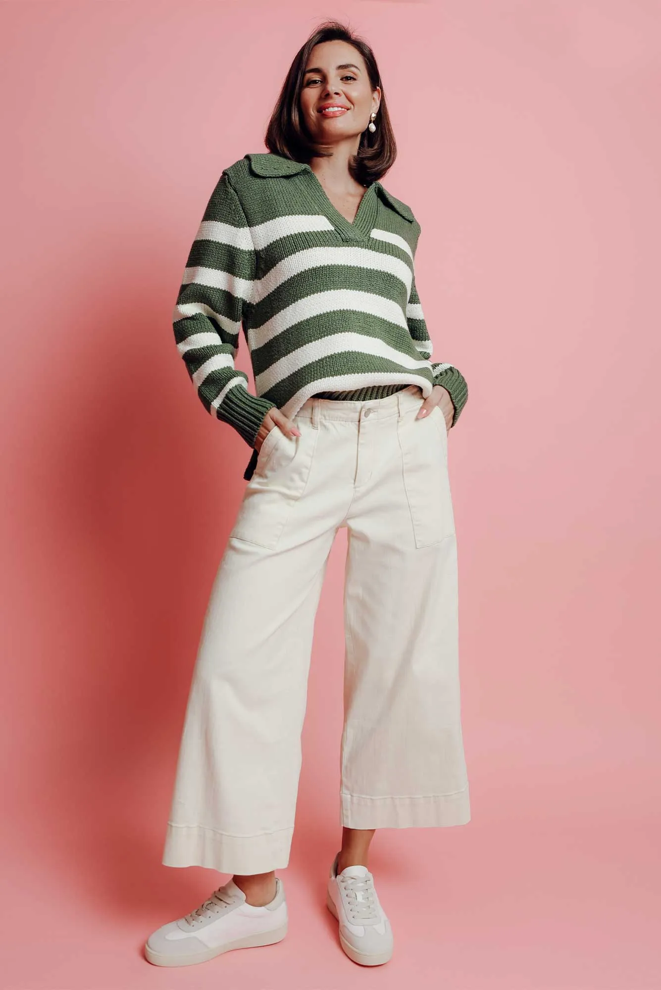 Narcisa Cream Wide Leg Jeans sold by Blue Bungalow