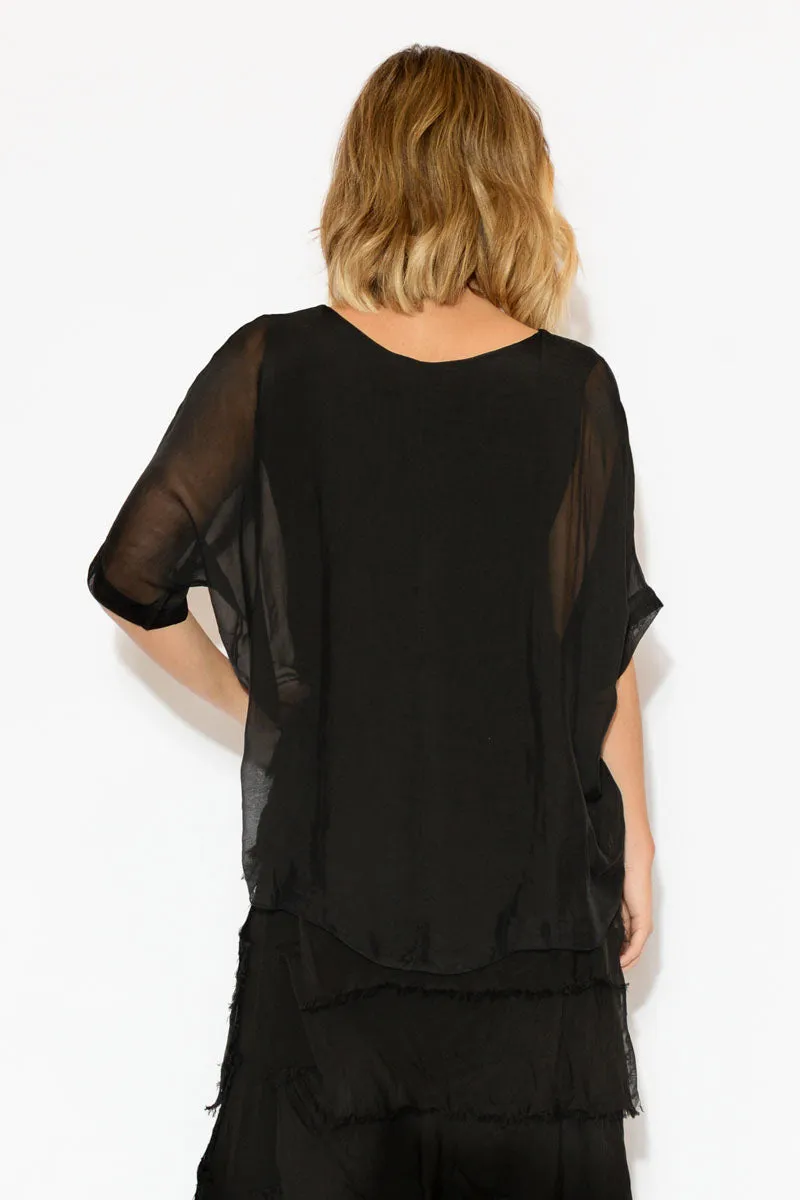 Talia Black Silk Layer Top sold by Blue Bungalow product image thumbnail 5