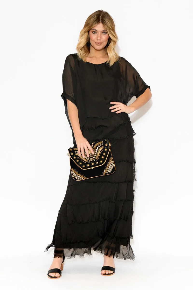 Talia Black Silk Layer Top sold by Blue Bungalow product image thumbnail 4