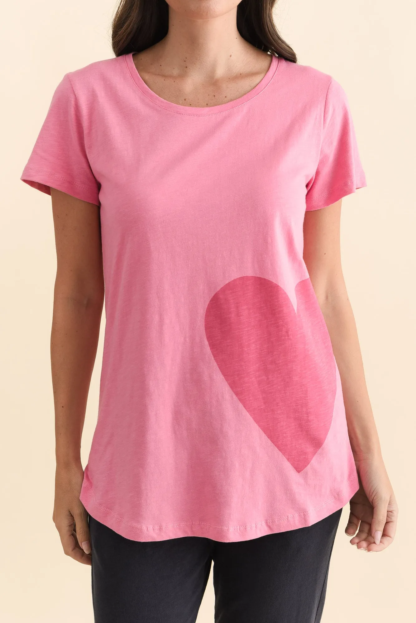 One Heart Blush Pink Cotton Tee sold by Blue Bungalow product image thumbnail 5