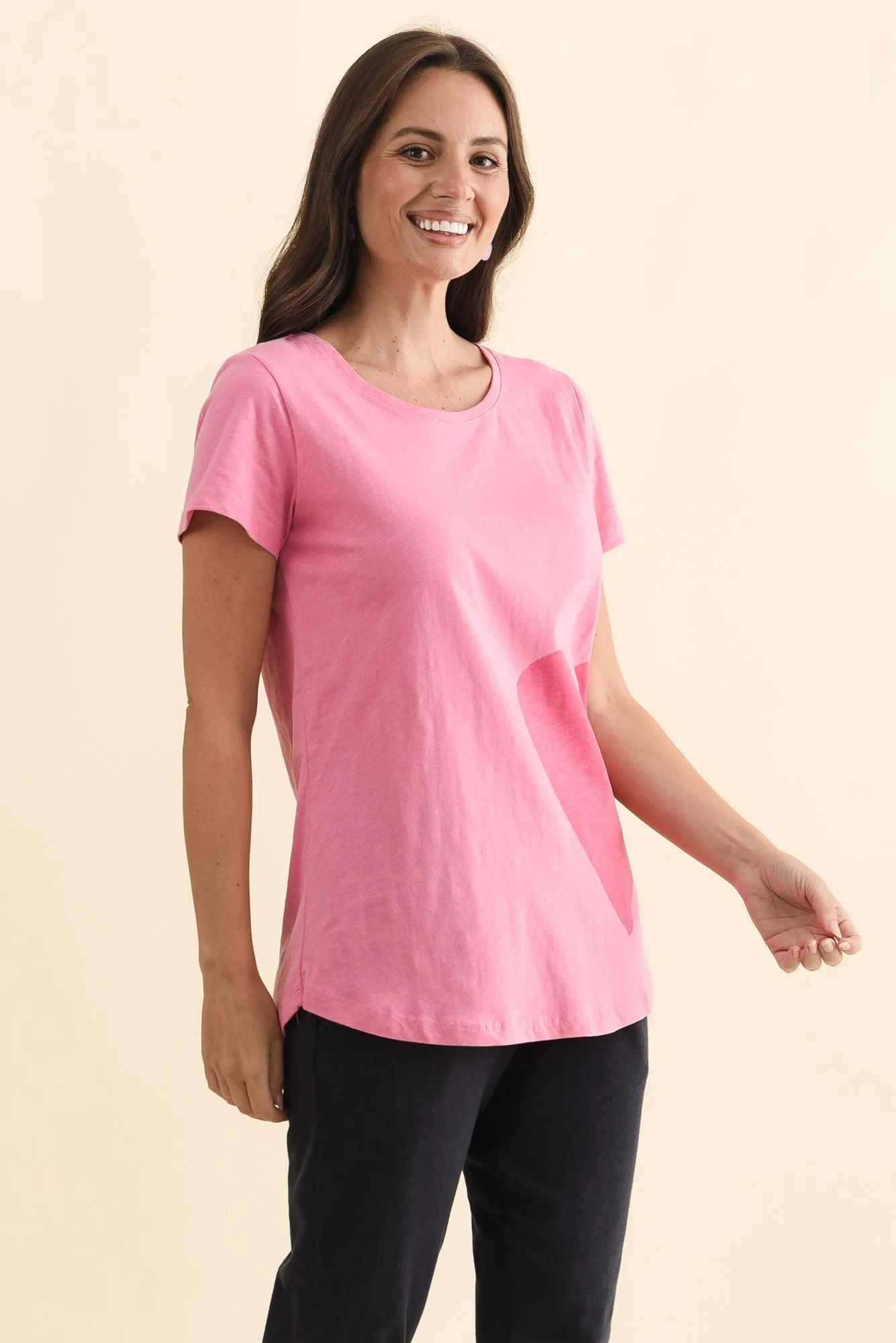 One Heart Blush Pink Cotton Tee sold by Blue Bungalow product image thumbnail 3