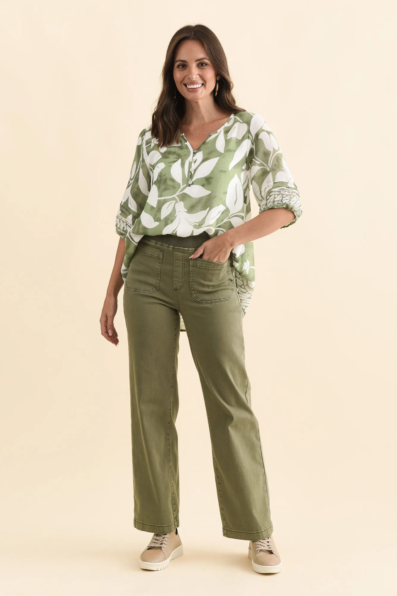 Carpenter Khaki Stretch Jeans sold by Blue Bungalow product image thumbnail 2