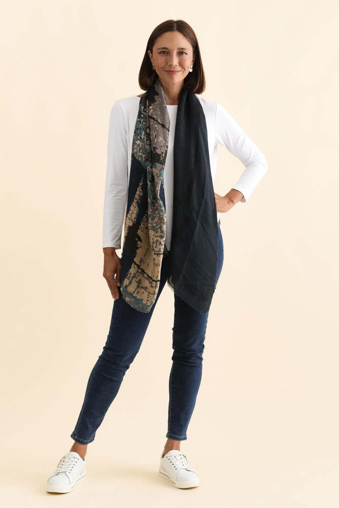 Kallo Navy Abstract Scarf sold by Blue Bungalow product image thumbnail 2