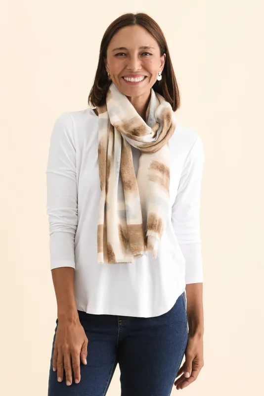 Gutha Cream Abstract Scarf sold by Blue Bungalow