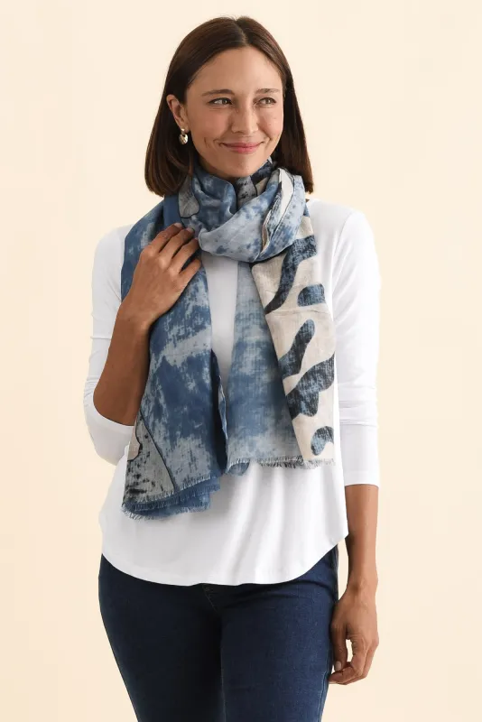 Duke Blue Abstract Scarf sold by Blue Bungalow