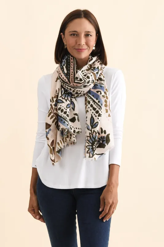 Cardiff Cream Paisley Scarf sold by Blue Bungalow