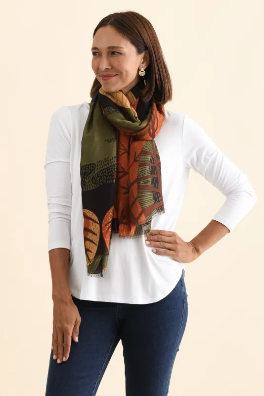 Linnea Brown Leaf Scarf sold by Blue Bungalow