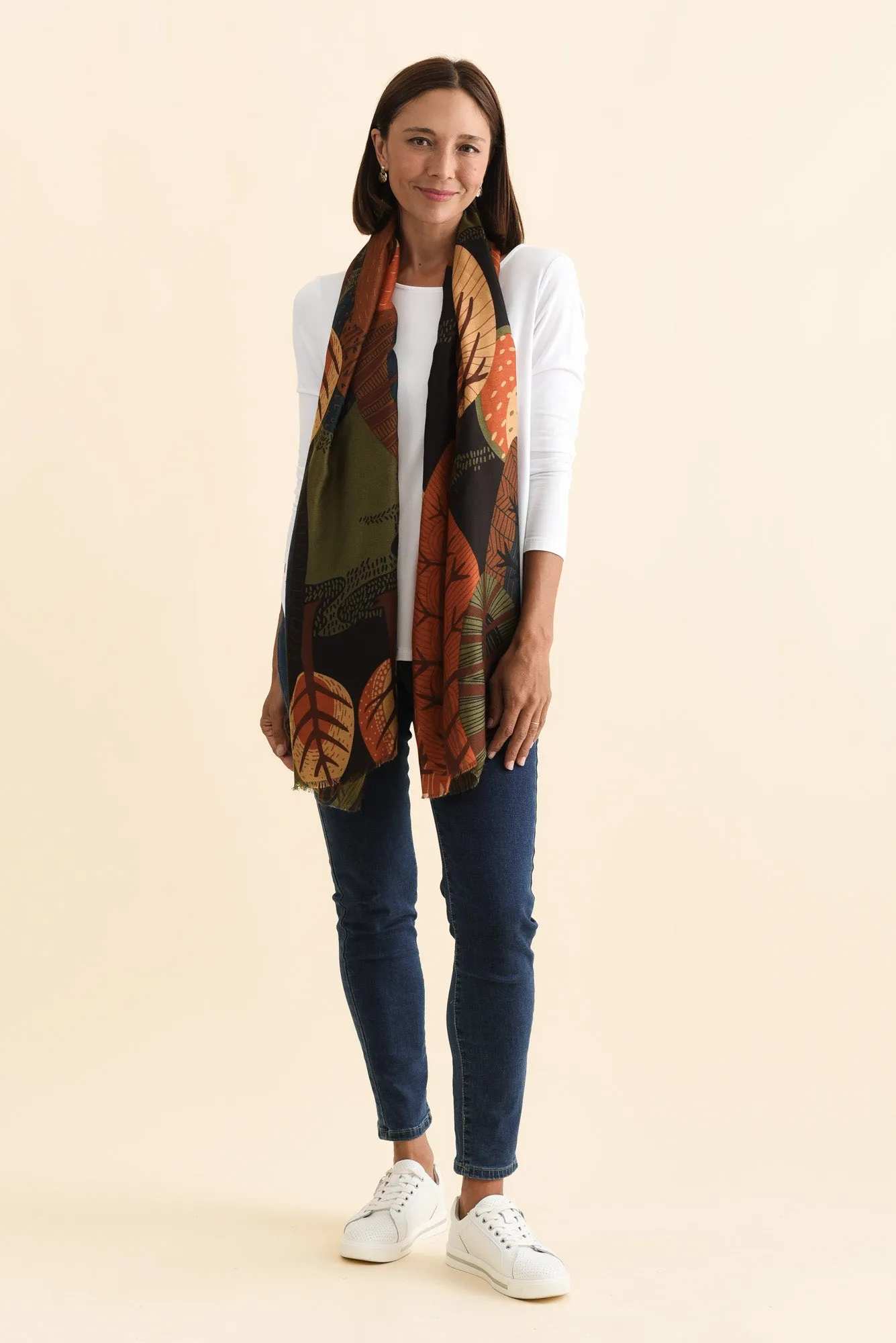 Linnea Brown Leaf Scarf sold by Blue Bungalow product image thumbnail 2