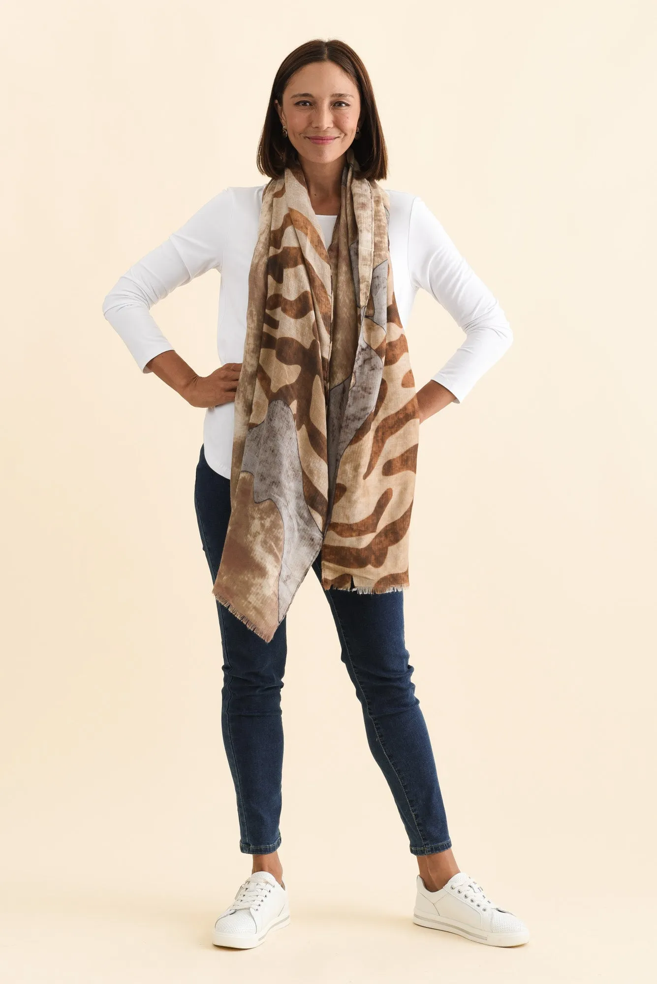Duke Mocha Abstract Scarf sold by Blue Bungalow product image thumbnail 2