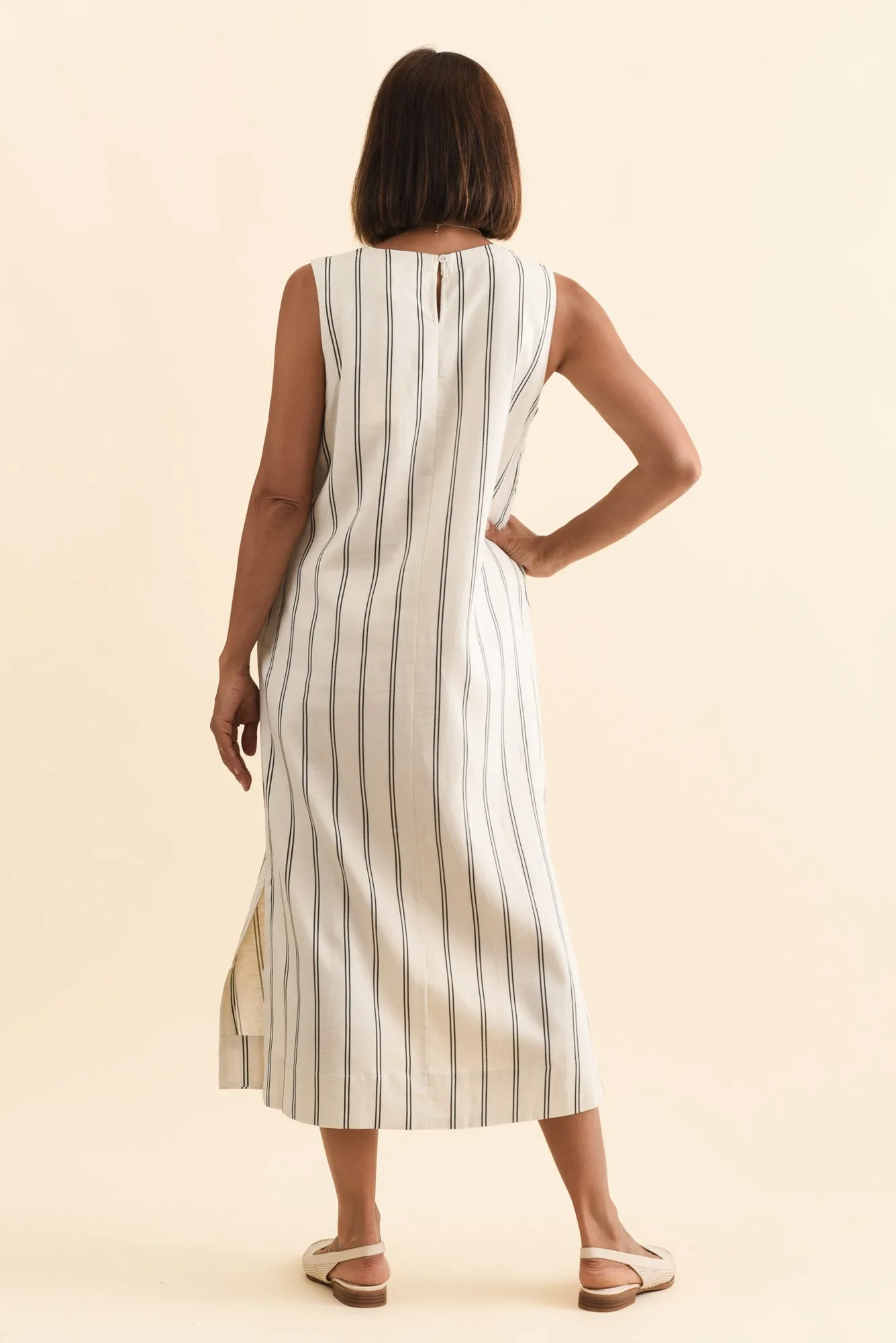 Riley Cream Stripe Linen Blend Dress sold by Blue Bungalow product image thumbnail 4