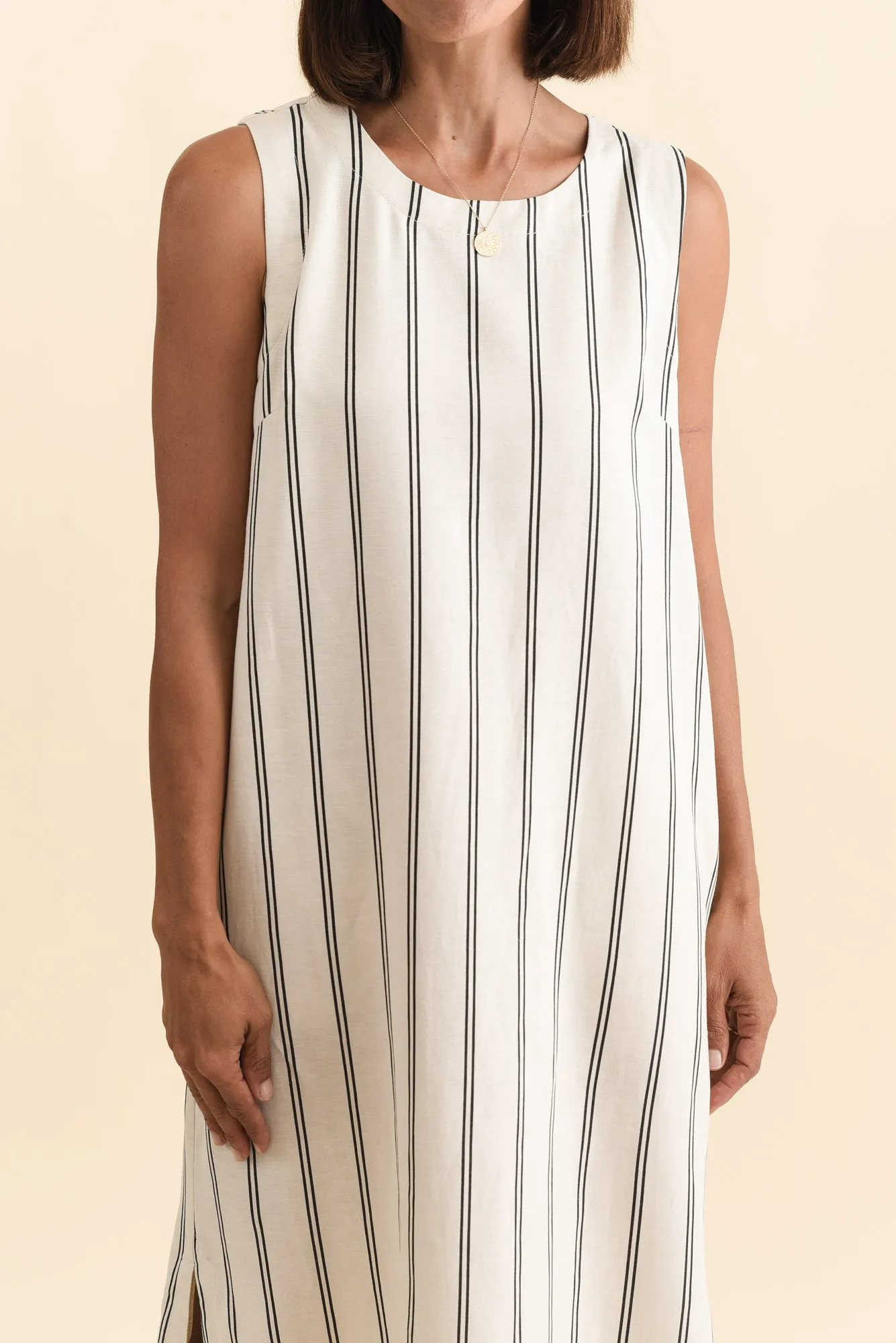 Riley Cream Stripe Linen Blend Dress sold by Blue Bungalow product image thumbnail 5