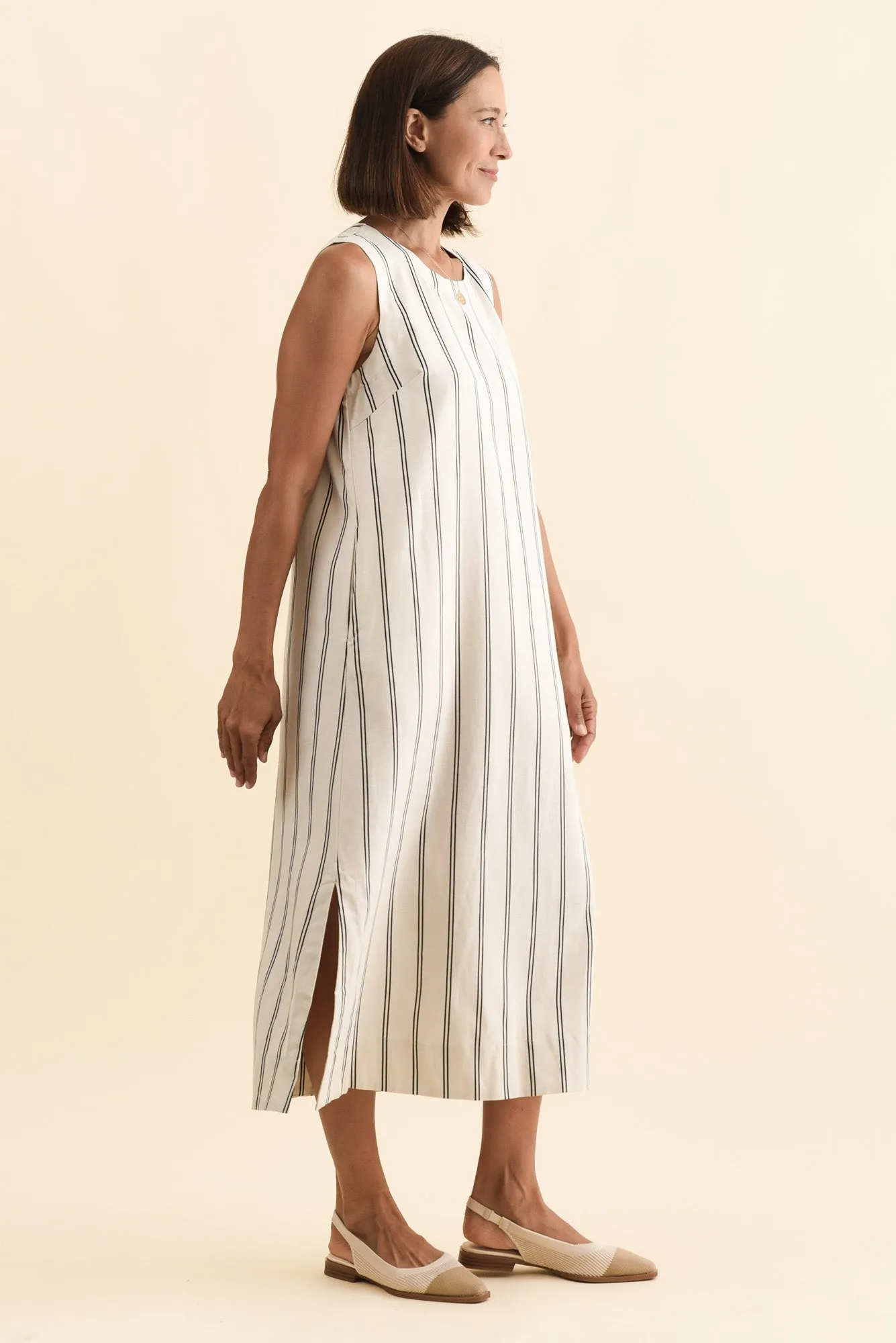 Riley Cream Stripe Linen Blend Dress sold by Blue Bungalow product image thumbnail 3