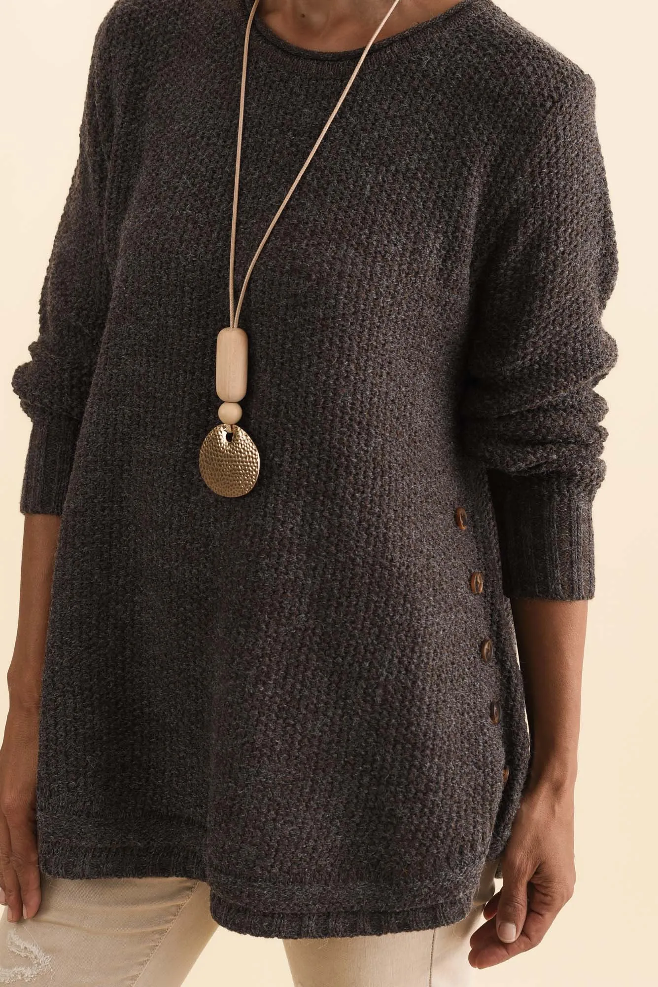Lucas Chocolate Knit Button Jumper sold by Blue Bungalow product image thumbnail 5