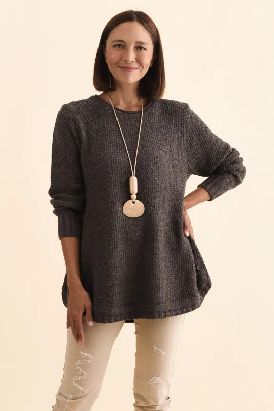 Lucas Chocolate Knit Button Jumper made by Willow Tree