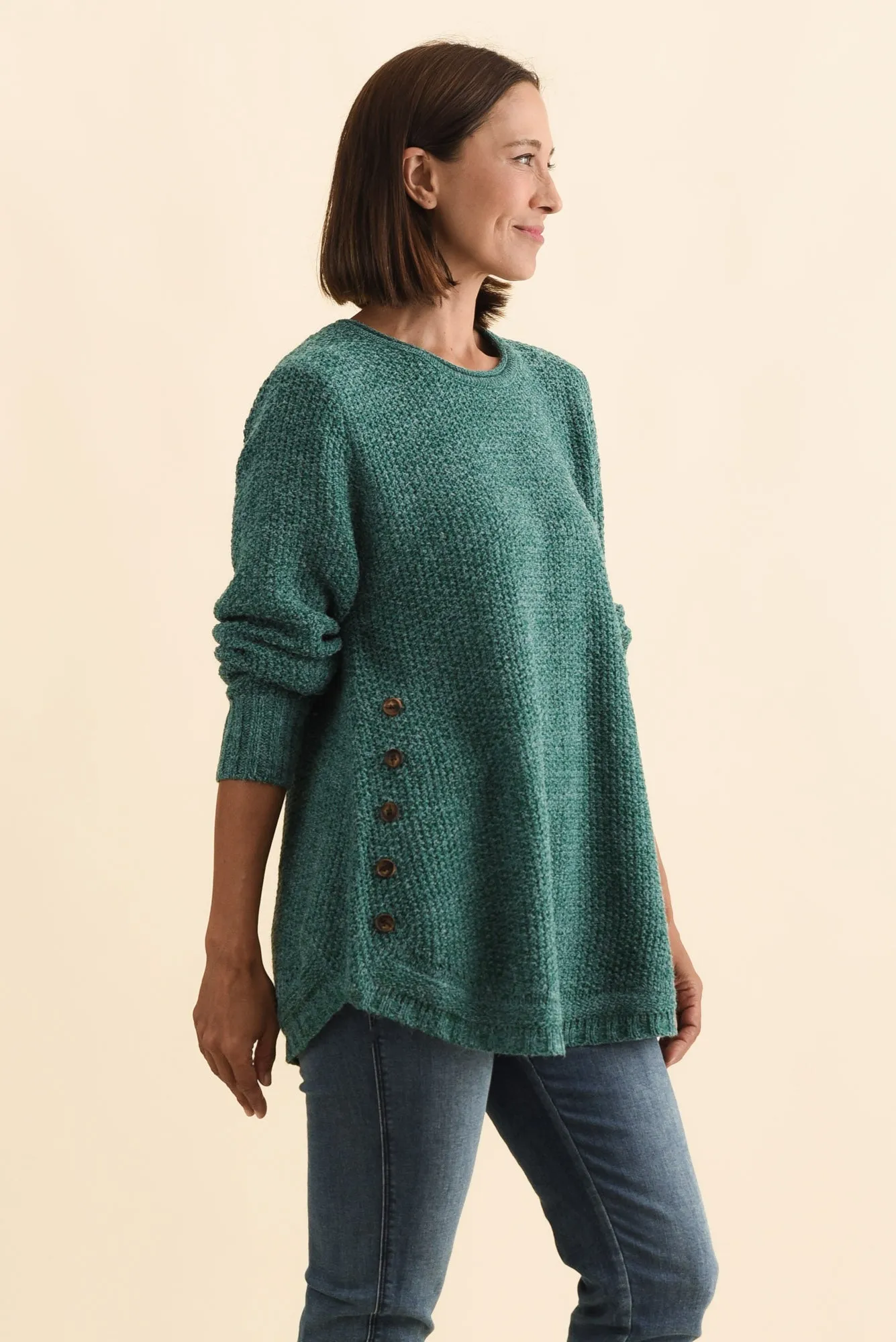 Lucas Teal Knit Button Jumper sold by Blue Bungalow product image thumbnail 3
