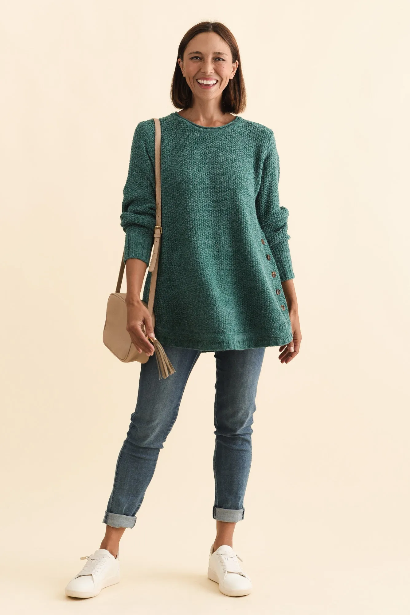 Lucas Teal Knit Button Jumper sold by Blue Bungalow product image thumbnail 2