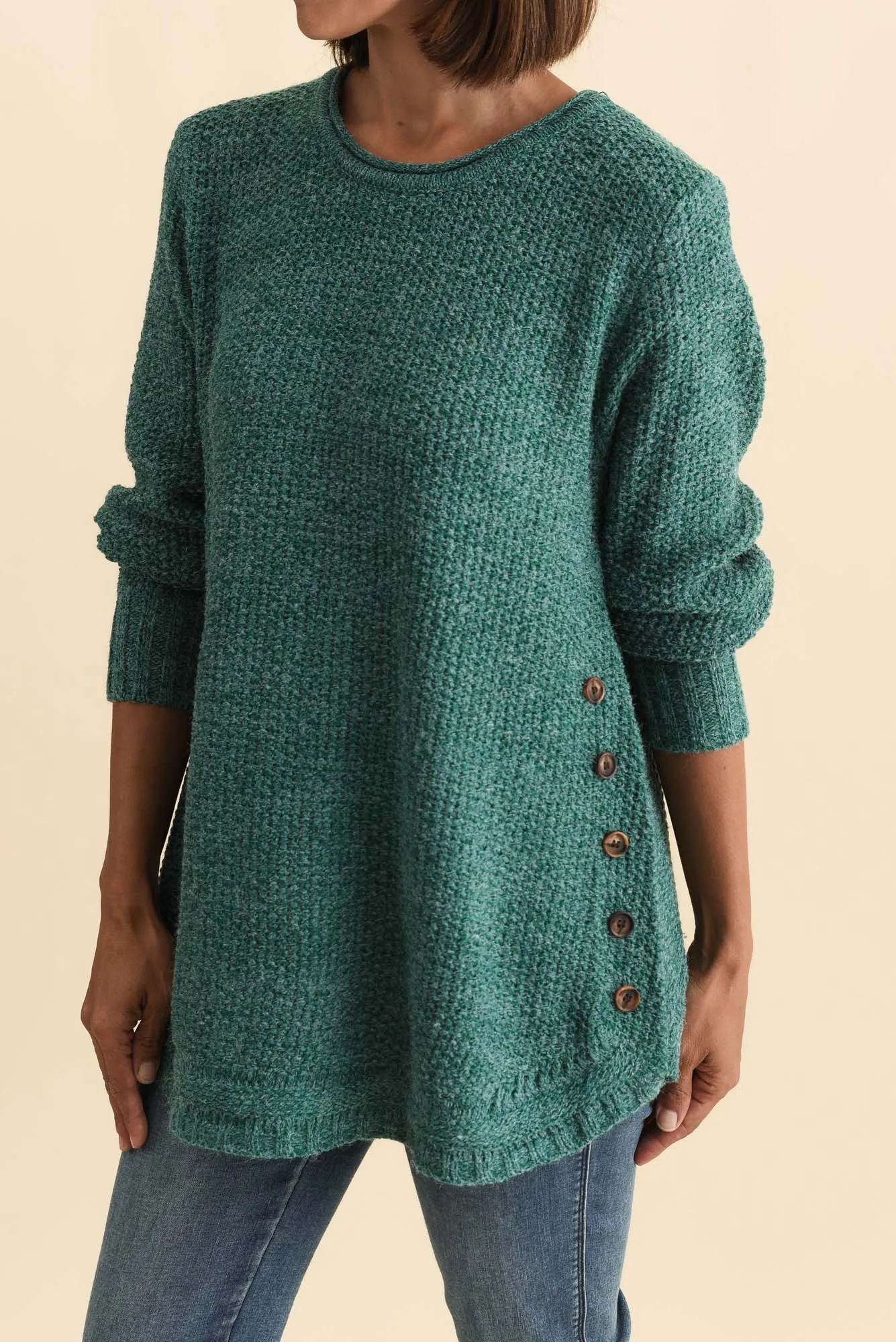 Lucas Teal Knit Button Jumper sold by Blue Bungalow product image thumbnail 5