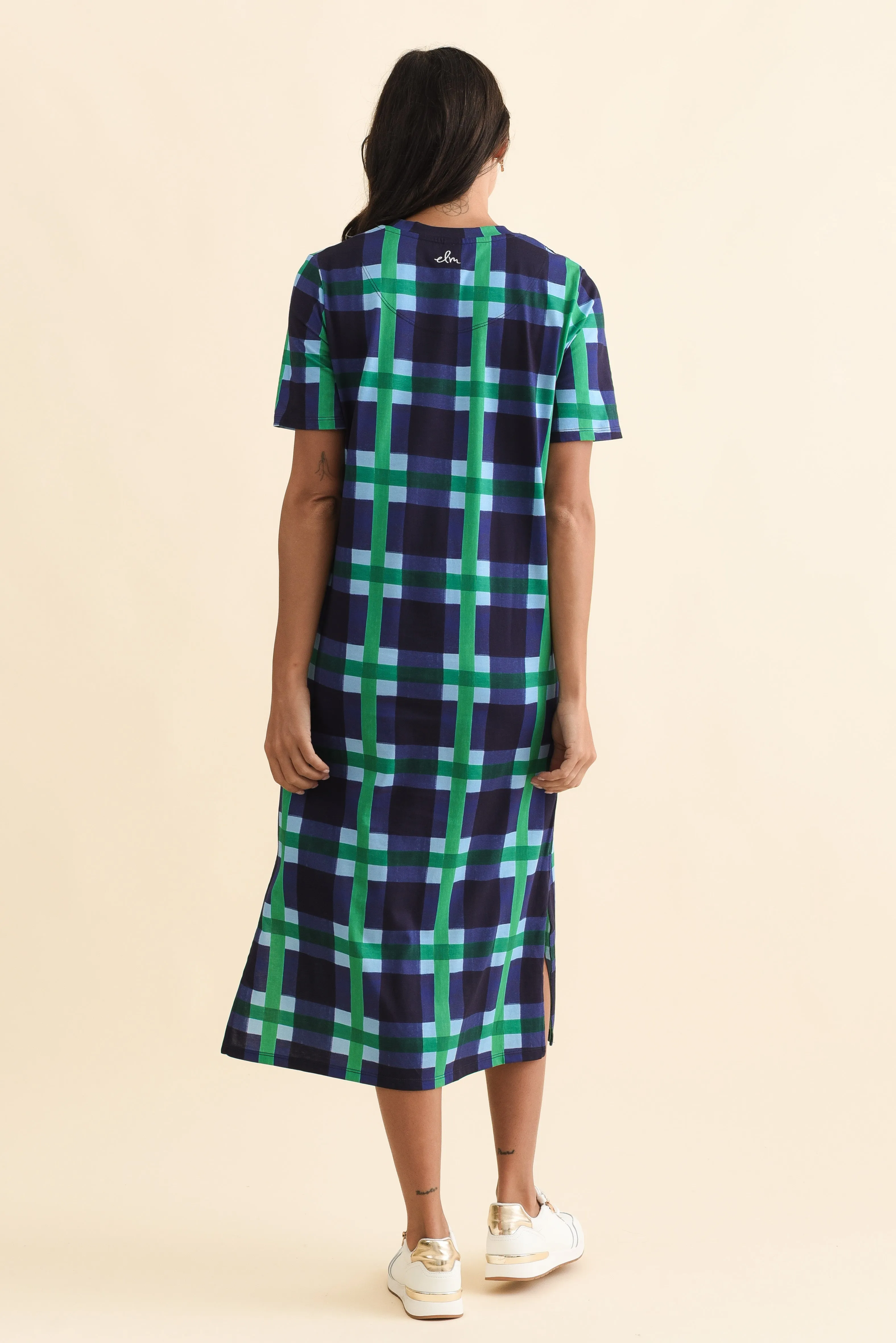 Bari Navy Check Cotton Tee Dress sold by Blue Bungalow product image thumbnail 4