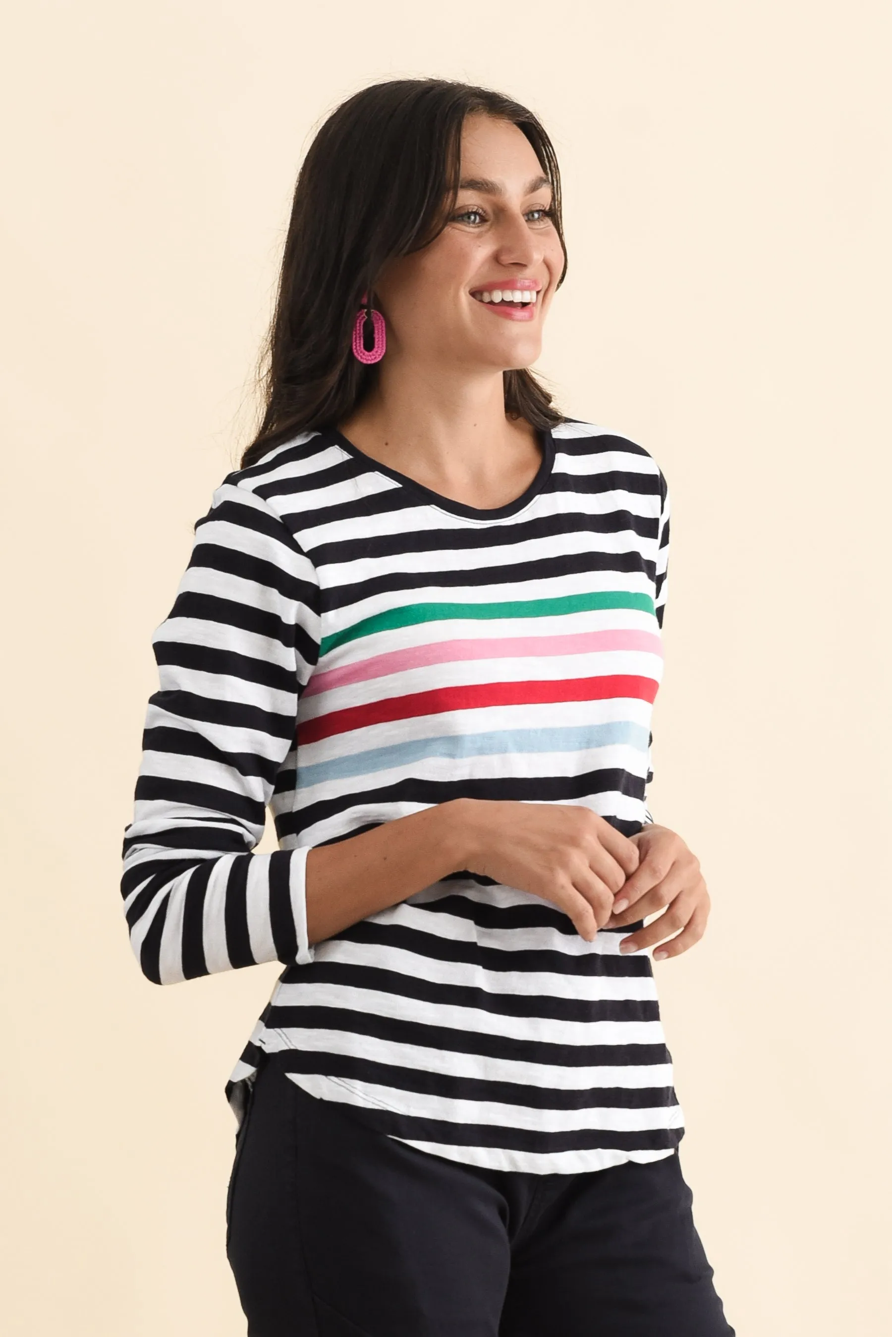 Harmony Navy Stripe Cotton Long Sleeve Tee sold by Blue Bungalow product image thumbnail 3