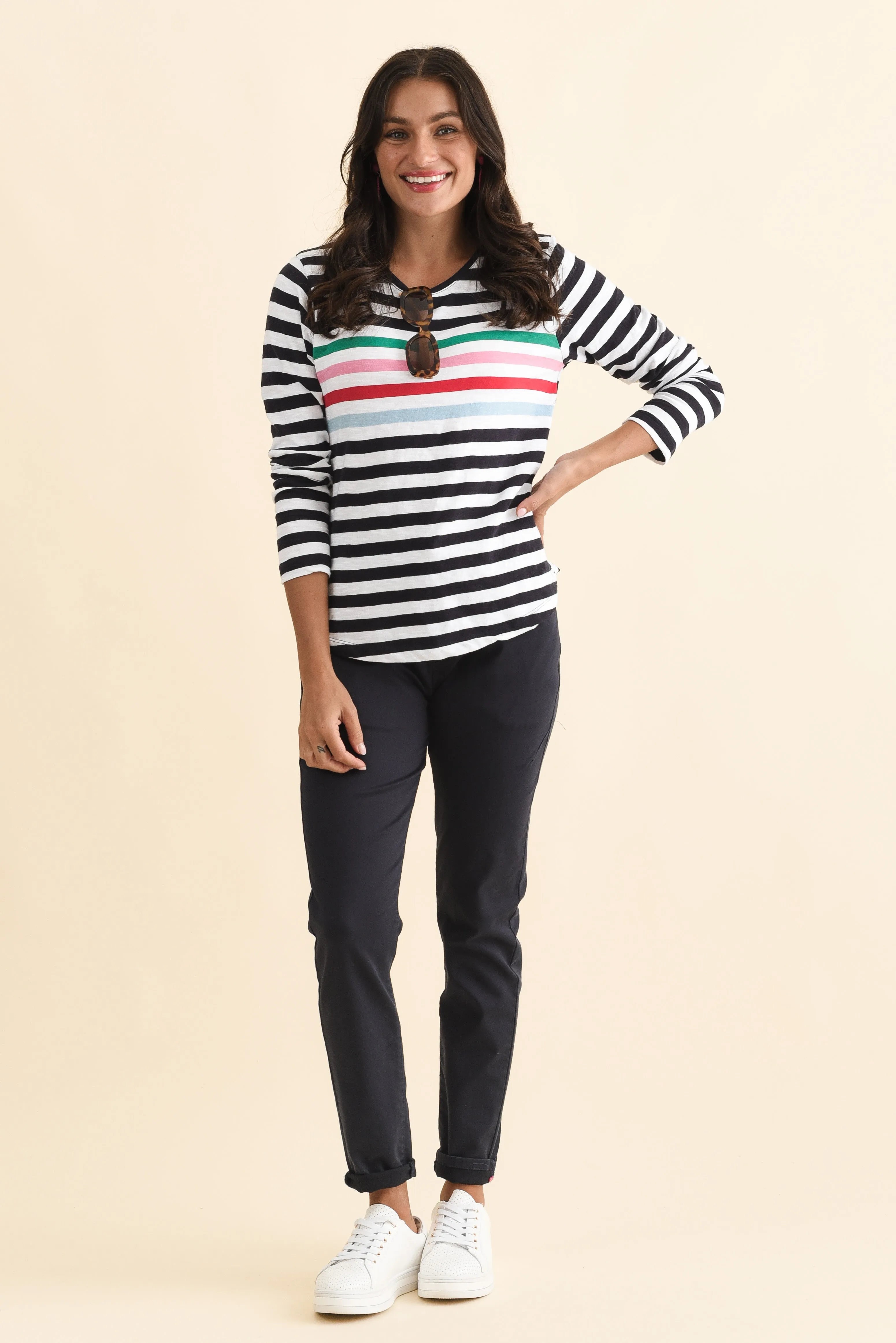 Harmony Navy Stripe Cotton Long Sleeve Tee sold by Blue Bungalow product image thumbnail 2