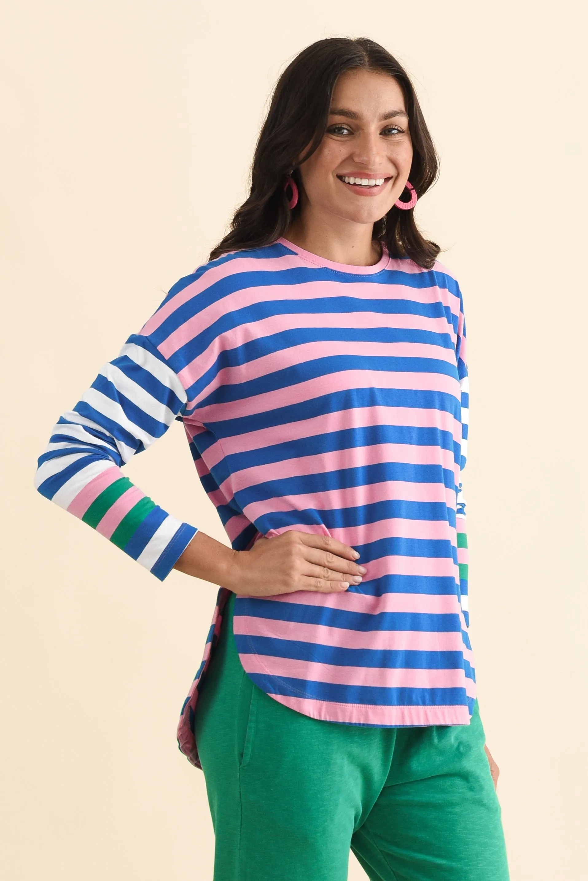Taffy Blue Stripe Cotton Long Sleeve Tee sold by Blue Bungalow product image thumbnail 3