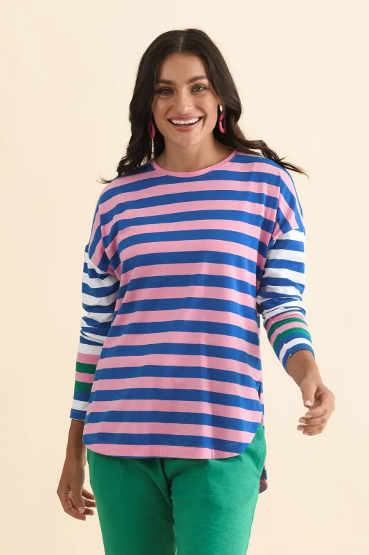 Taffy Blue Stripe Cotton Long Sleeve Tee sold by Blue Bungalow